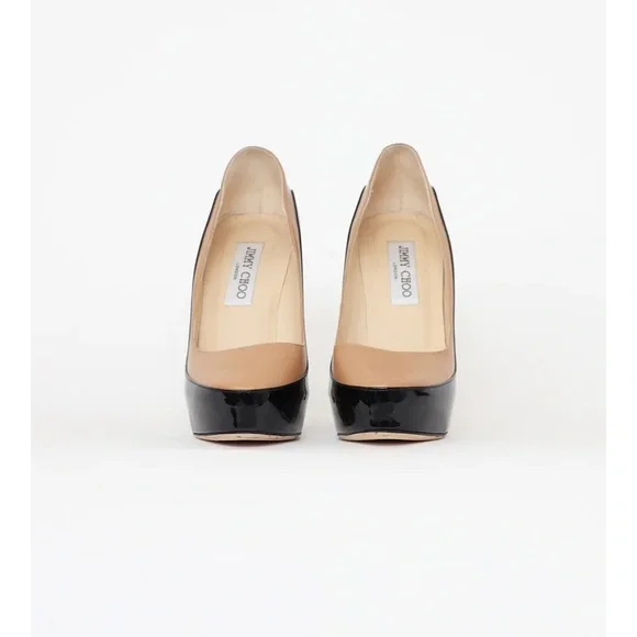 💅🏻💖Jimmy Choo Sepia Two Tone Nude & Black Patent Heels - Picture 2 of 13